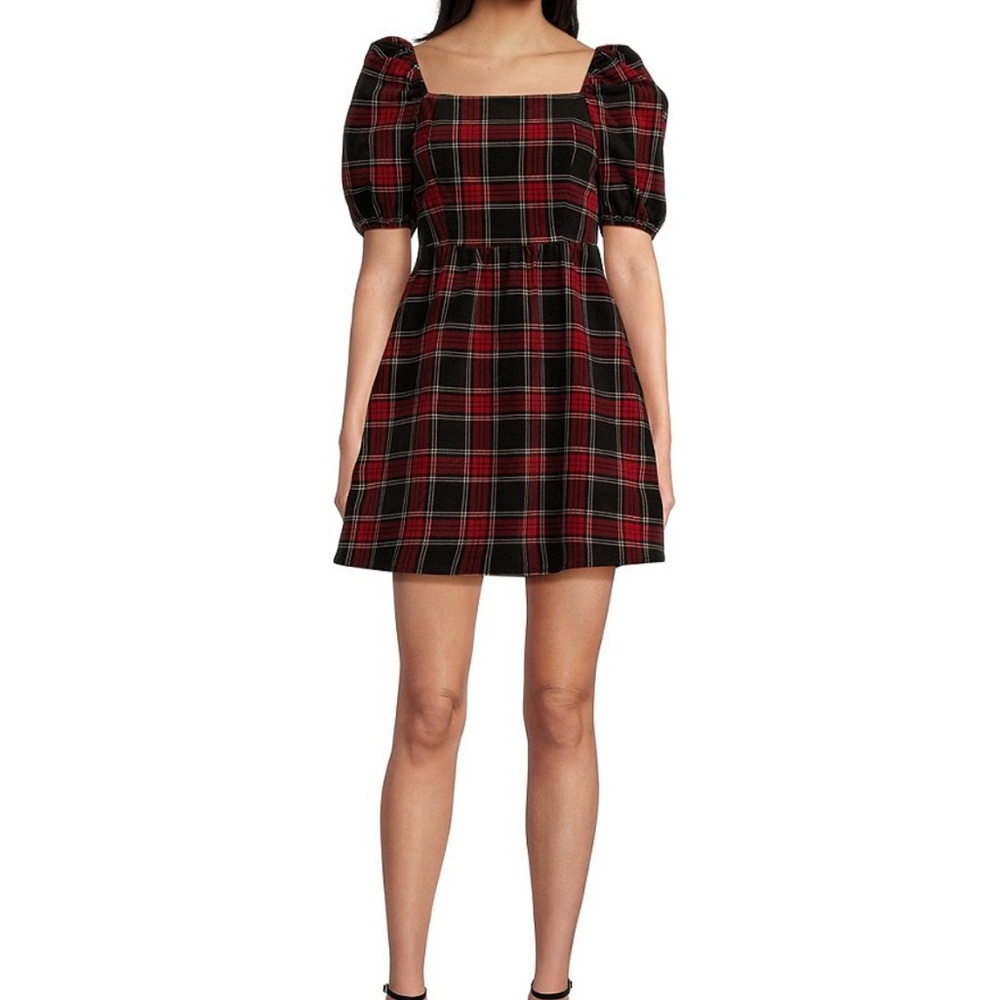 Copper Key Black and Red Plaid Mini Dress NWT